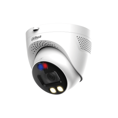 CÁMARA DOMO DE DISUASIÓN ACTIVA CON LUZ DUAL INTELIGENTE DE 2MP HDCVI/ FUNCIÓN DE ALARMA DE VOZ INTELIGENTE/ SMART DUAL LIGHT/ 40 M DE DISTANCIA DE ILUMINACIÓN/  DISUASIÓN ACTIVA CON LUZ ROJA AZUL, SIRENA E  INTERFAZ DE SALIDA DE ALARMA/ MÁX. 30 FPS A 1080P/ 130 DB WDR REAL, 3D NR/ MICRÓFONO INCORPORADO/ LENTE FIJA DE 3,6 MM (2,8 MM OPCIONAL)/ CVI,CVBS,AHD,TVI CONMUTABLE/ IP67, 12 VCC